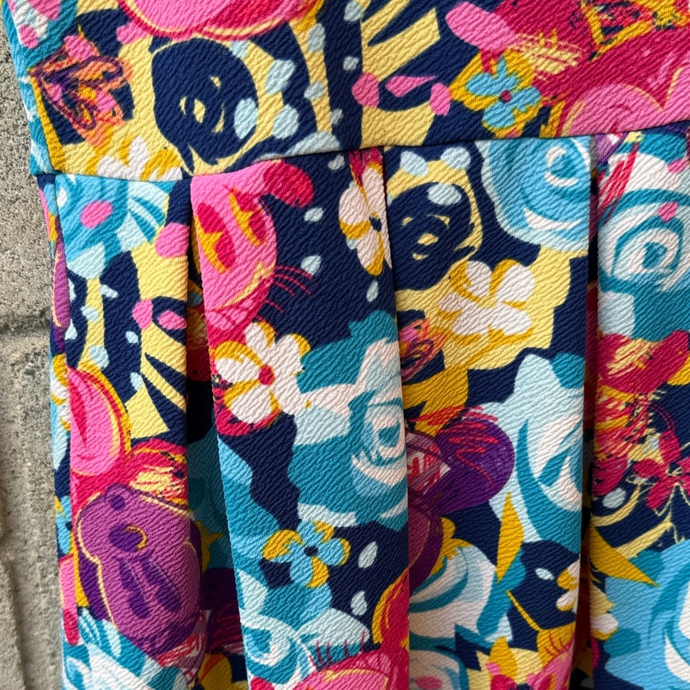 Colorful Floral Knee-Length Disney Dress in Pink, Blue & Purple - Picture 4 of 7